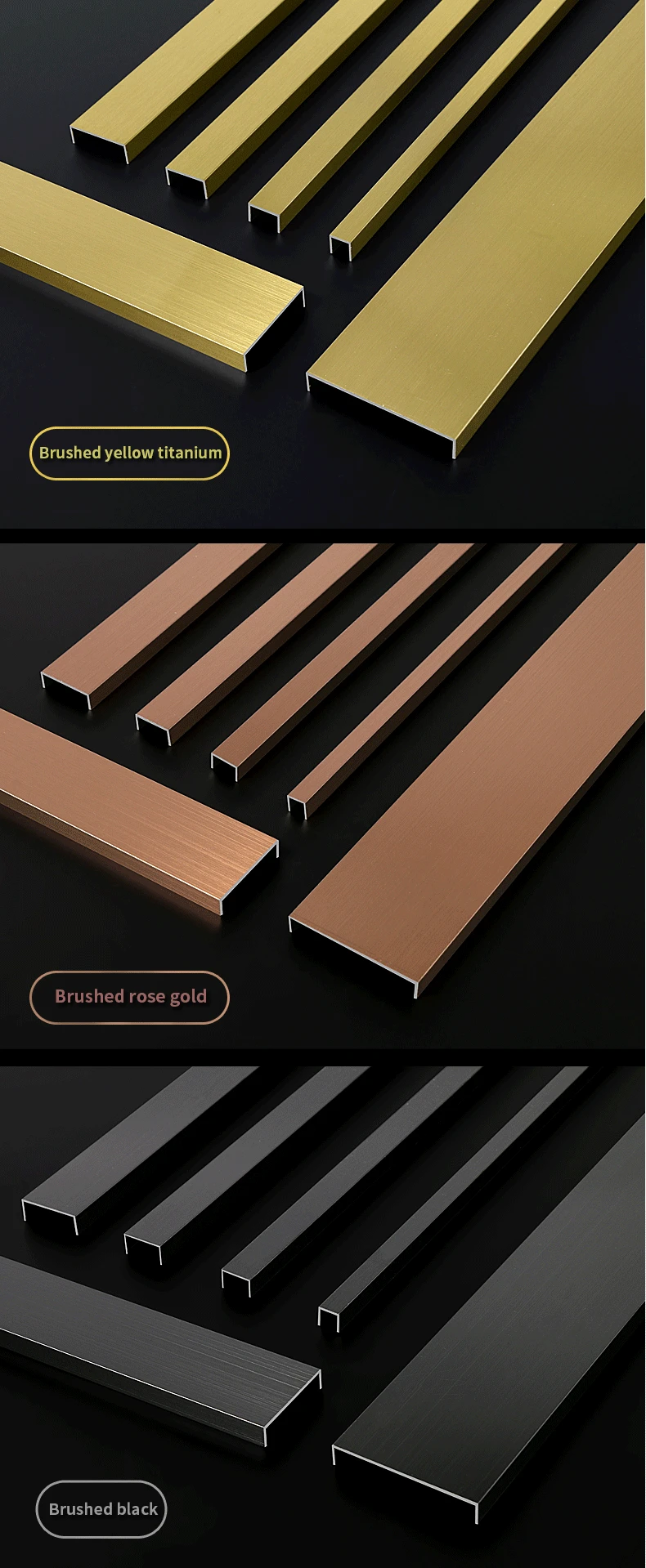 304 Grade Modern Style Floor And Edges Trim Strip Metal Tile Profile Decorative Stainless Steel Tile Trim U Shape manufacture