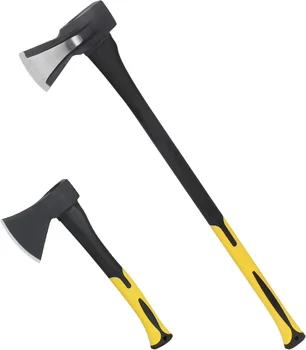 Wood Splitting Axe and Hatchet Set, 15 inch Camping Hatchet & 34 inch Chopping Axe for Cutting and Felling