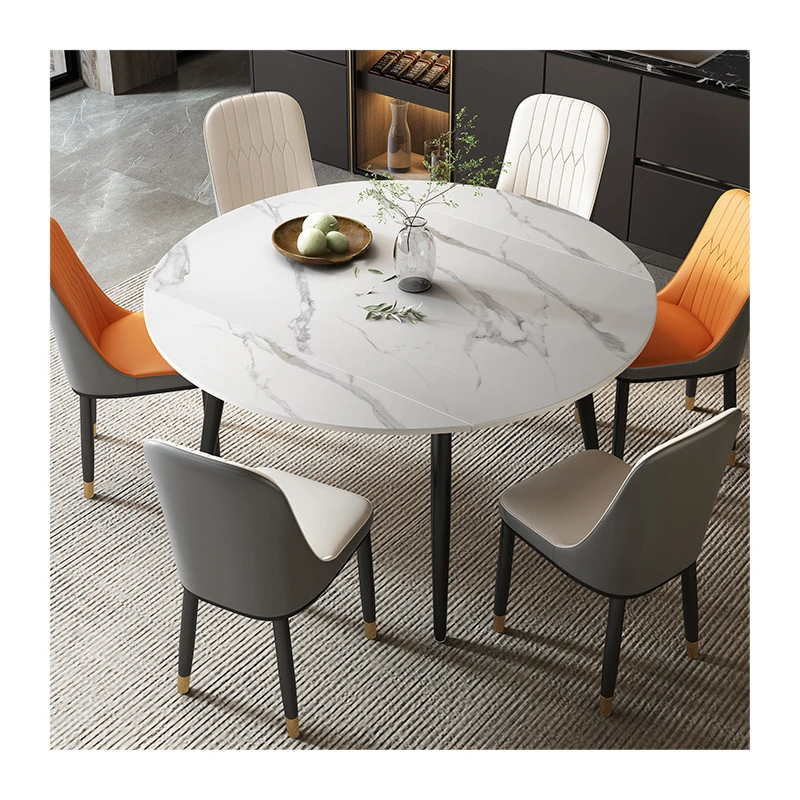 Modern Simple Luxury Dining Table Square Dual-Purpose Chair Combination for Small Apartments Folding Telescopic Home Table Top