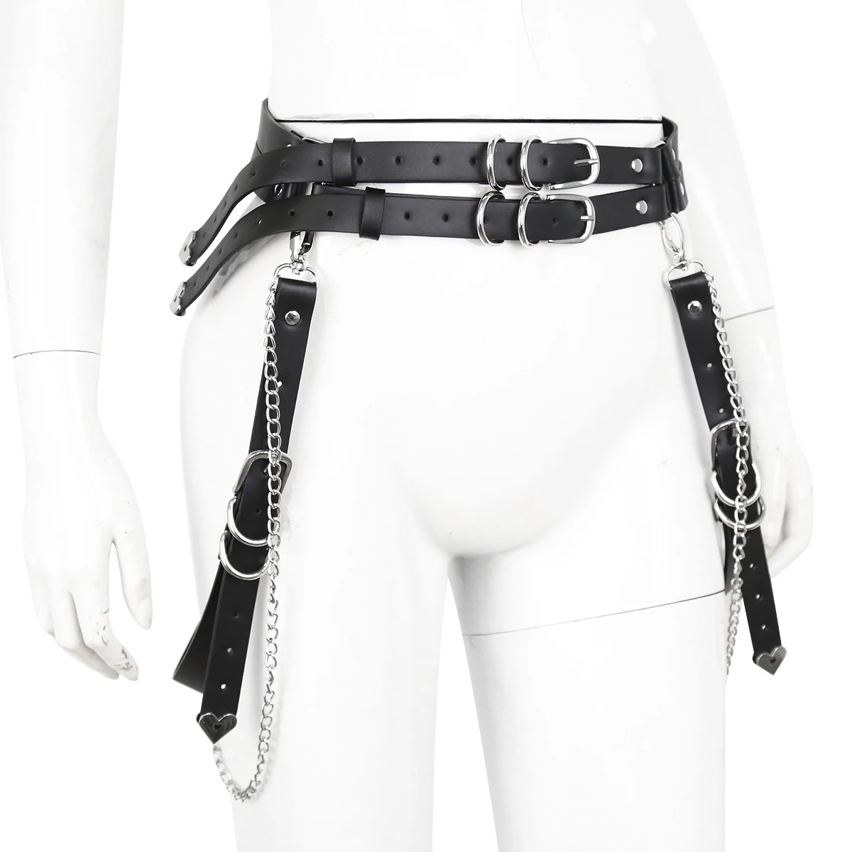 vriua women punk pant chain belt