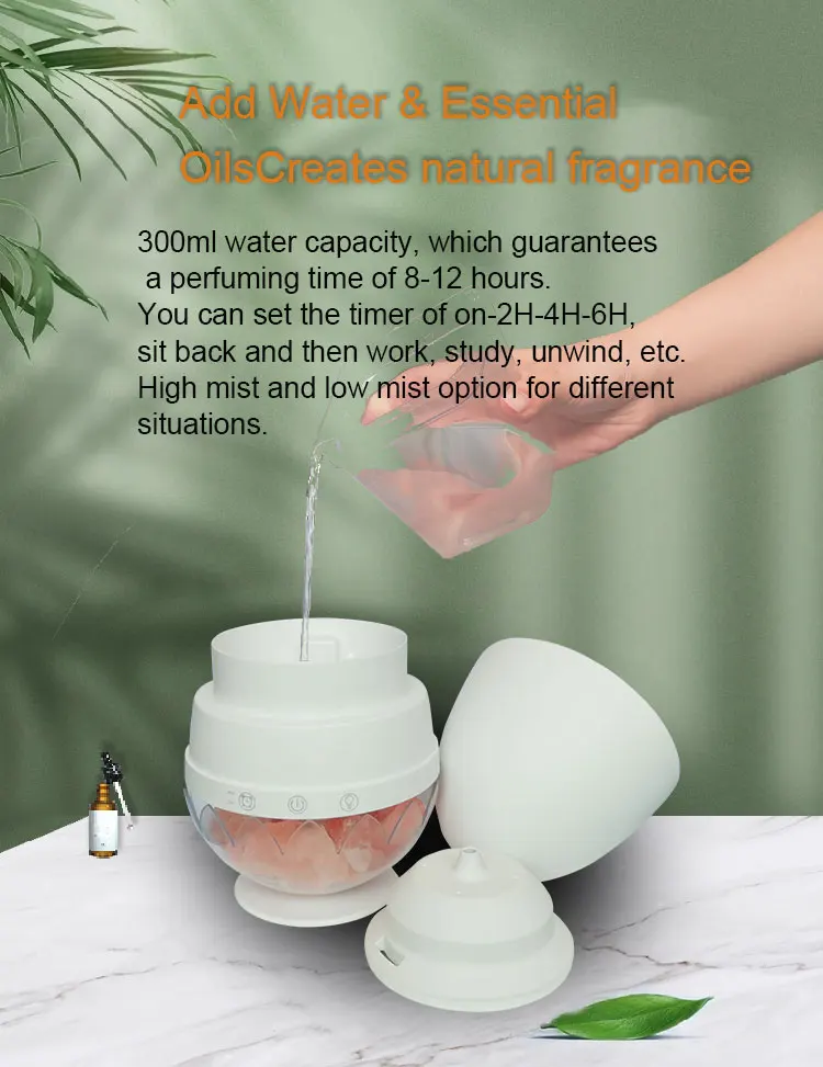 Himalayan Salt Lamp Diffuser,Ultrasonic Humidifier With Cool Mist And