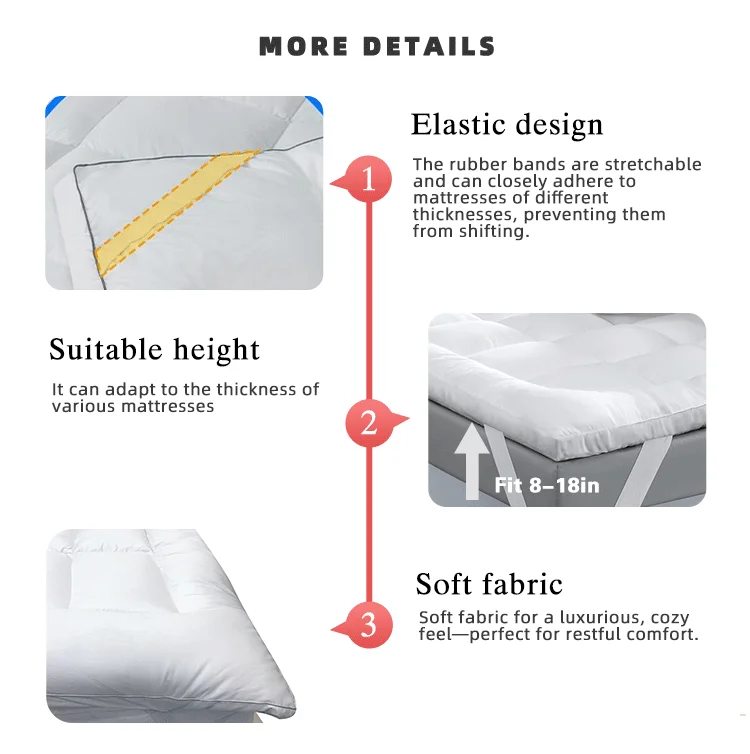 soft thick mattress topper pad with elastic rubber band-4