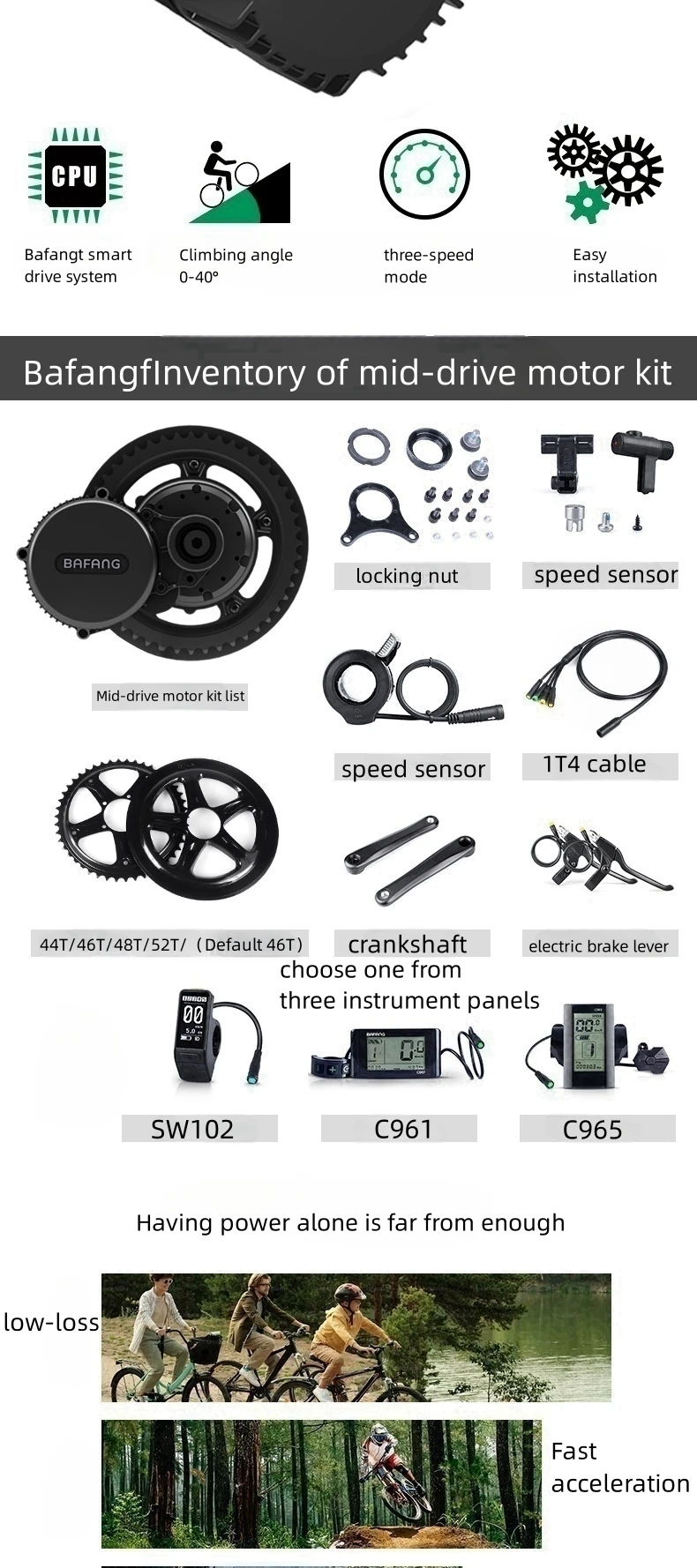 Mountain Bike Electric Motor Conversion Kit,Middrive Motor Kit 250w