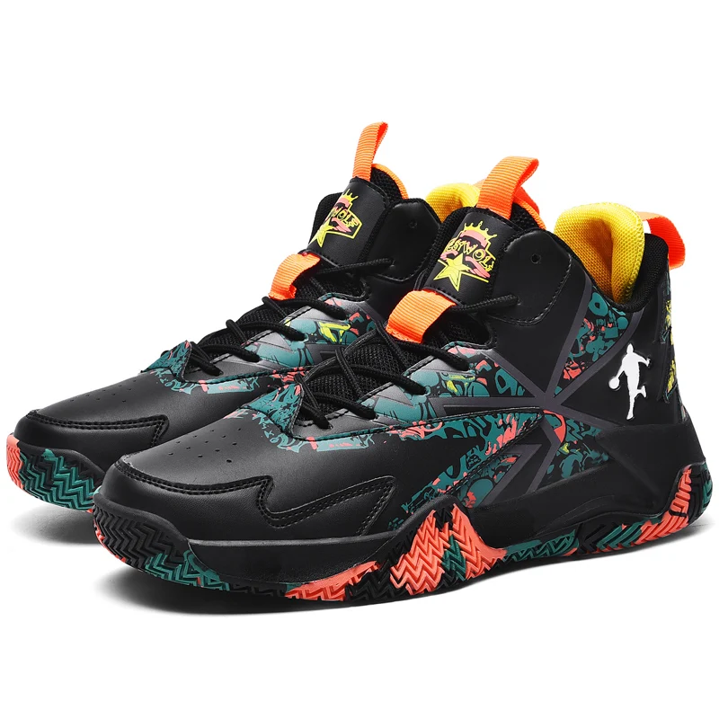 Мужские Нескользящие баскетбольные туфли, черные, для спорта на открытом воздухе, лидер продаж 2021