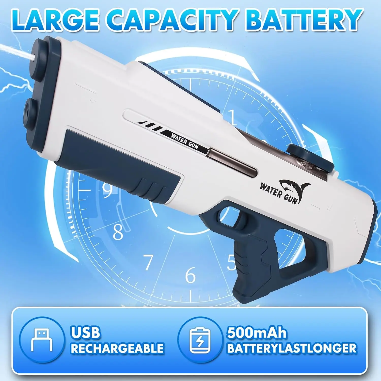 Automatic Water Gun Summer Beach Pool Backyard Outdoor Toys Large Capacity Water Blaster Powerful Electric Water Squirt Gun