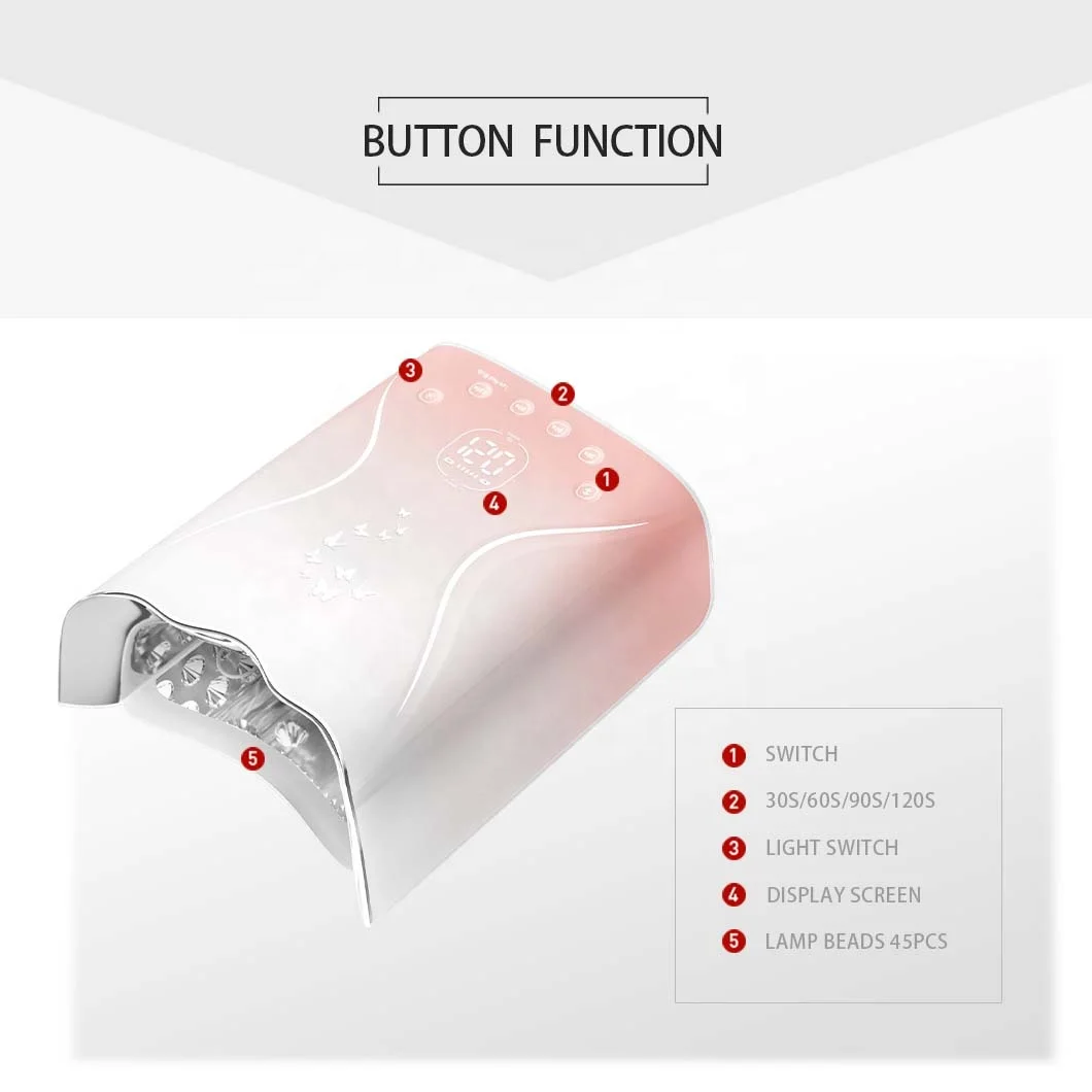 OEM High Power 115W Professional Nail Polish Gel Dryer Fast Curing Ultraviolet Light Rechargeable Nail Salon UV LED Lamp factory