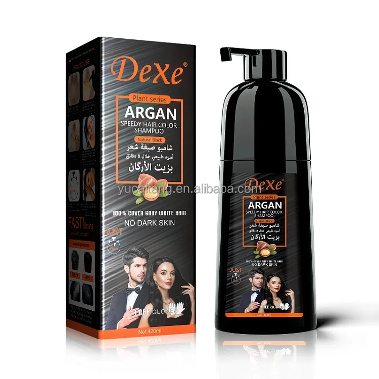 DEXE Fast Permanent Brown Natural Black Hair Color Dye Shampoo Original China Price Factory Private Label OEM  Customize Logo
