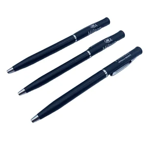 High Quality Black Slim Plastic Ball Pen with Custom logo Business Promotion Twist Plastic Ballpoint Pen for Hilton Hotel