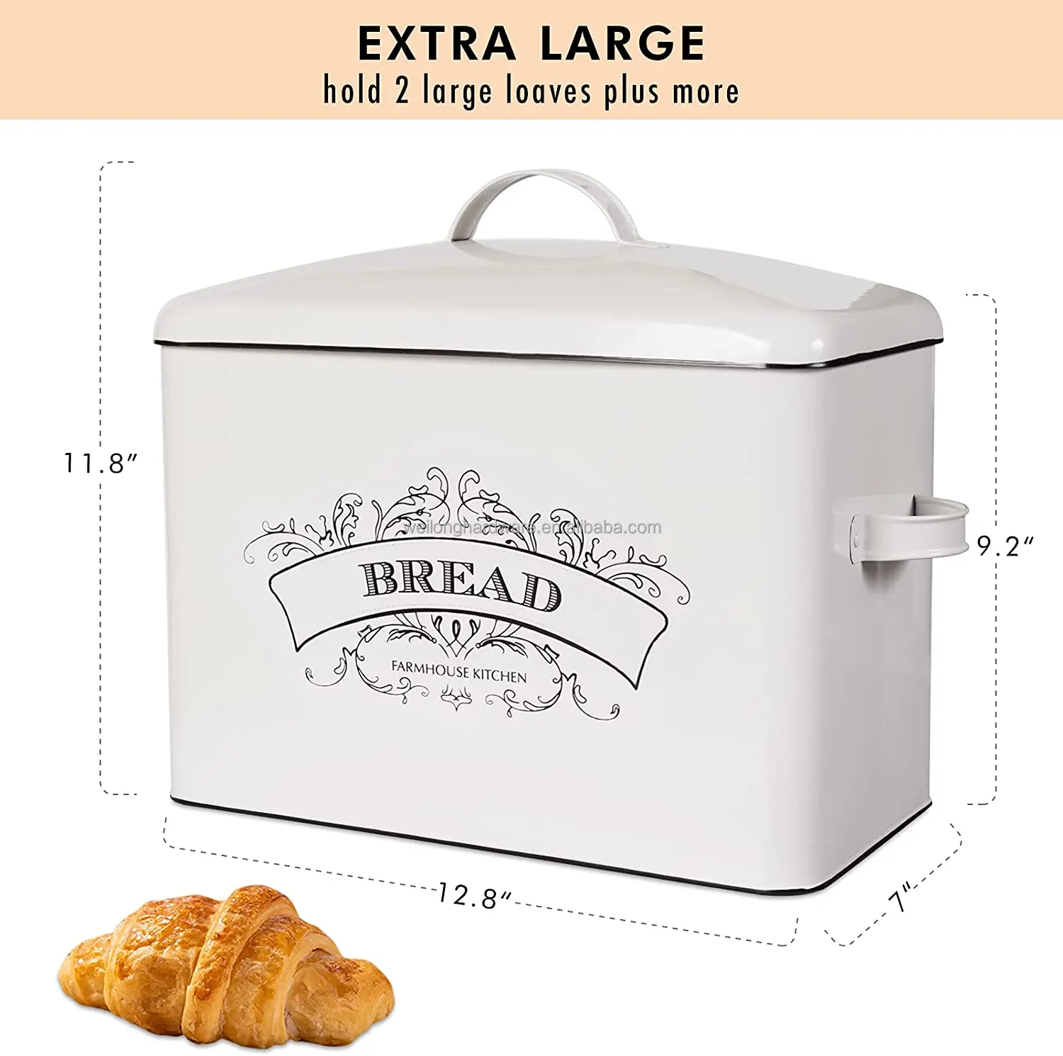 Extra Large Bread Storage Container With Matching Biscuit Tin In White Metal,Bread Boxes For