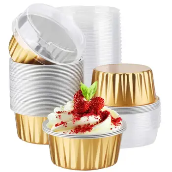 Laixin 125ml Disposable Round Colorful Aluminum Foil Baking Cups For Muffin Cakes Baking Container