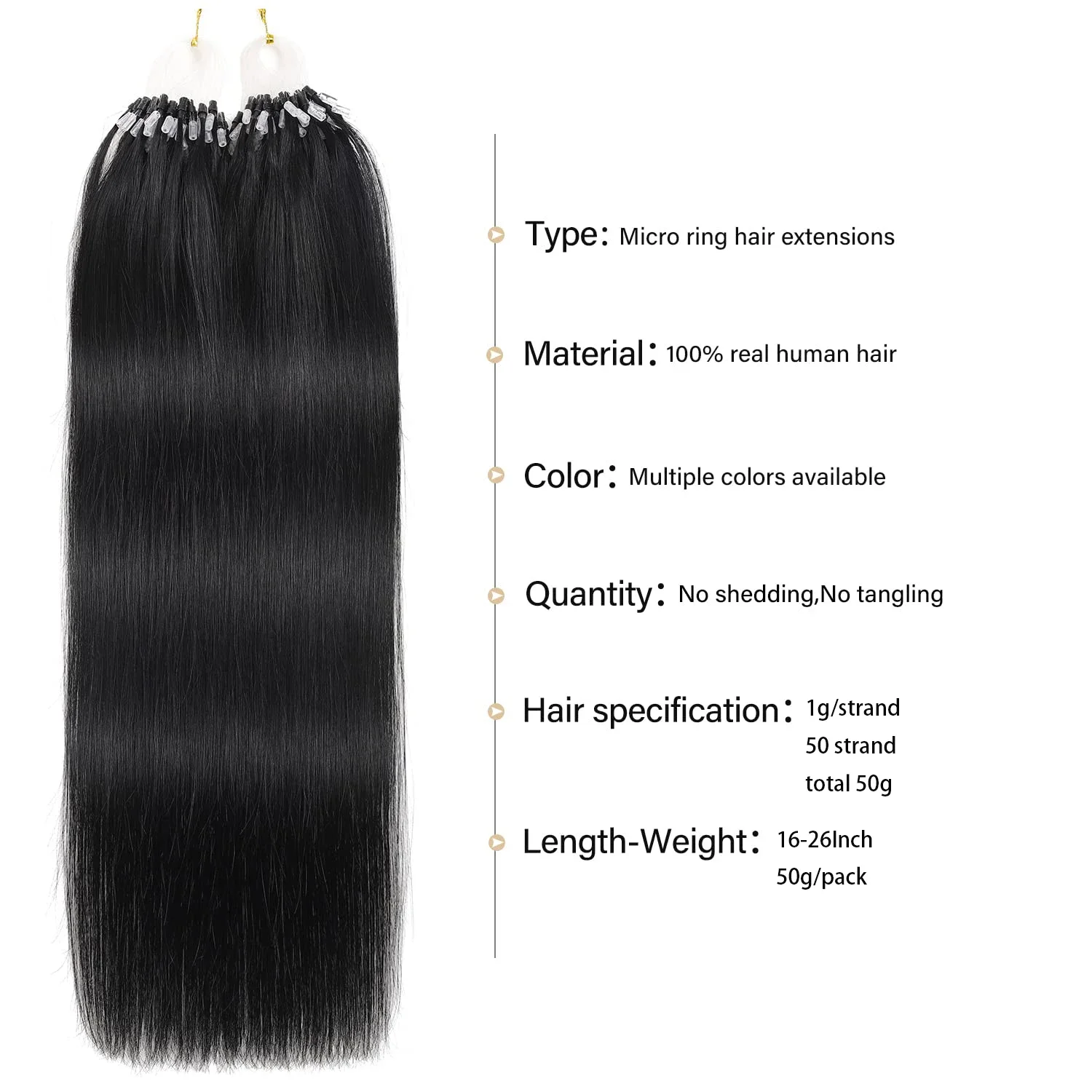 Gerade Micro Loop Echthaar-Extensions Fish Line Echthaar Micro Link Haarverlängerungen Brasilianisch Natürlich Hohe Qualität_voghion.com