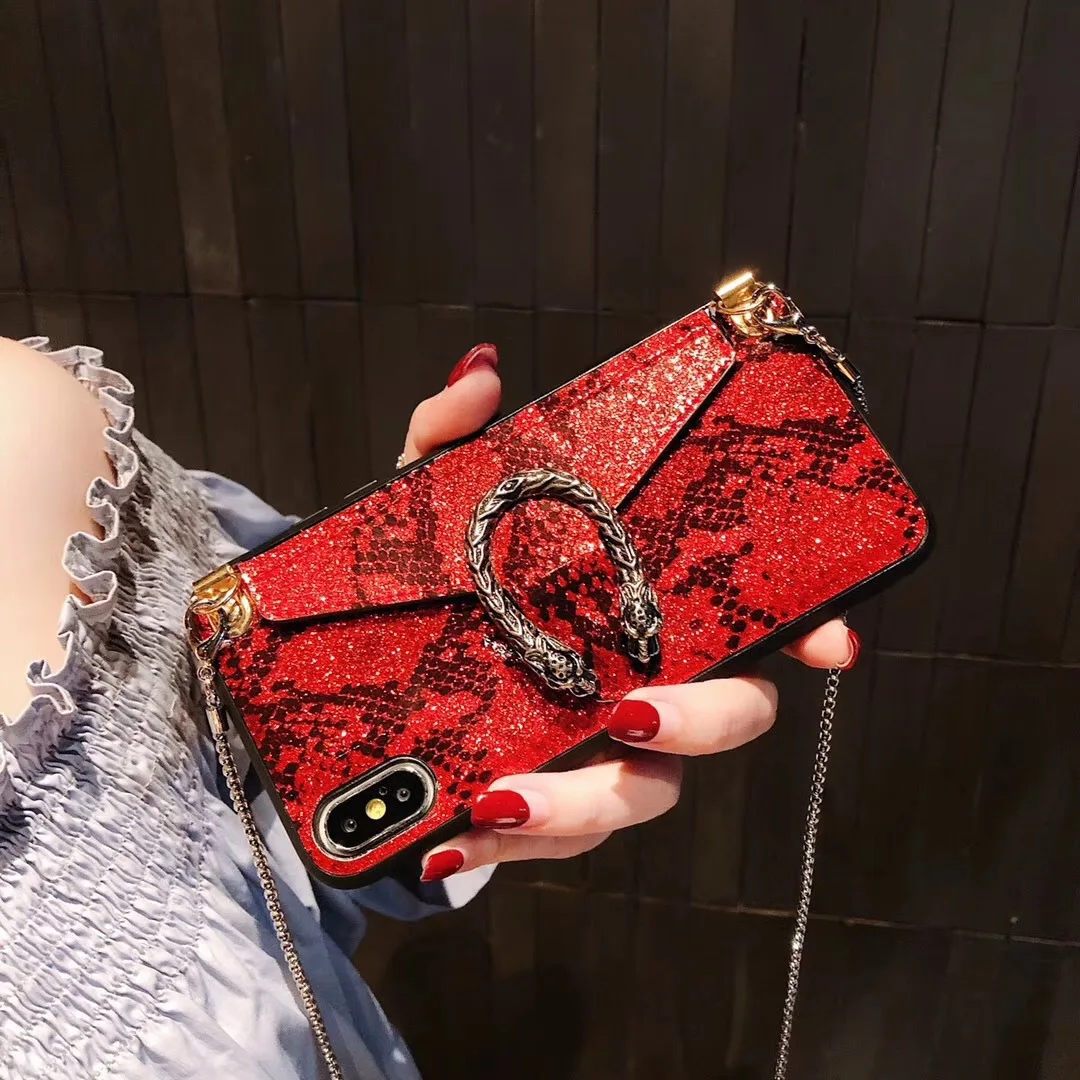 Genuine Leather Snakeskin Embossed Mobile Crossbody Sling bag, Leather  Mobile Phone Case Wallet, Strap Zip Cell Wallet, HandBag For Her