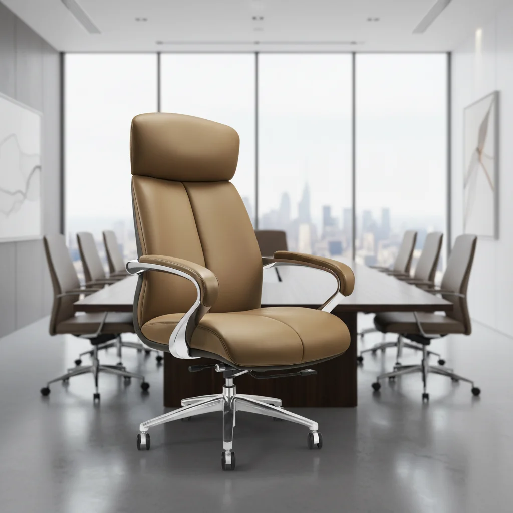 Leather Modern Alloy Decorative Luxury Executive Chair Dual Plywood Core Adjustable Height Swivel Base Corporate Status Symbol 2