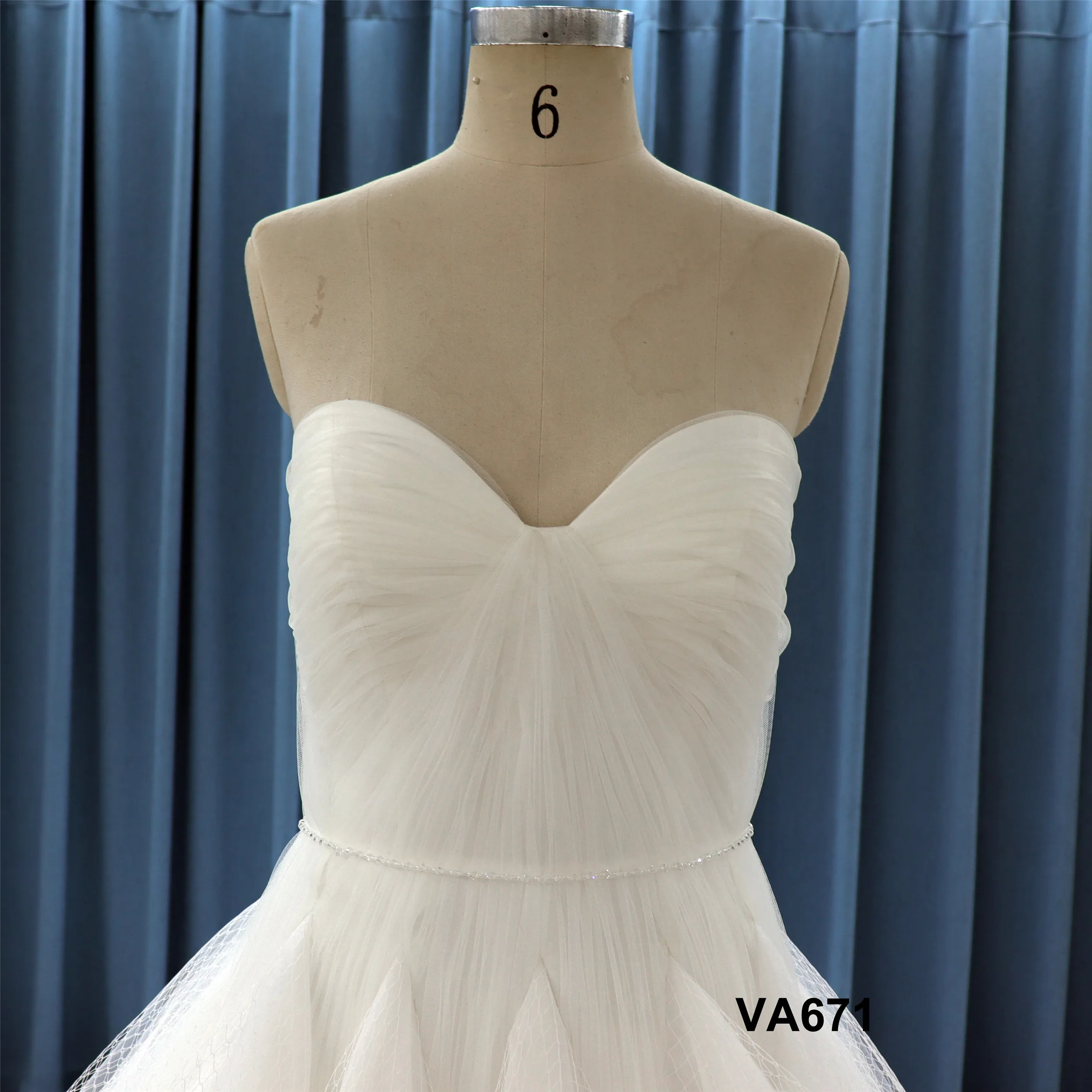 Pleat Decoration Lattice Mesh Tulle Ball Gown Plain Design Lace Applique  Strapless Wedding Dress| Alibaba.com