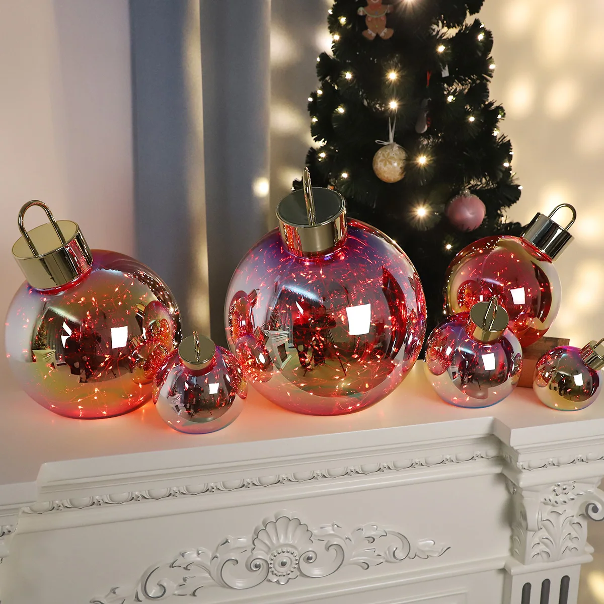 wholesale hand blown colored 20cm large red clear christmas globe glass ornaments balls