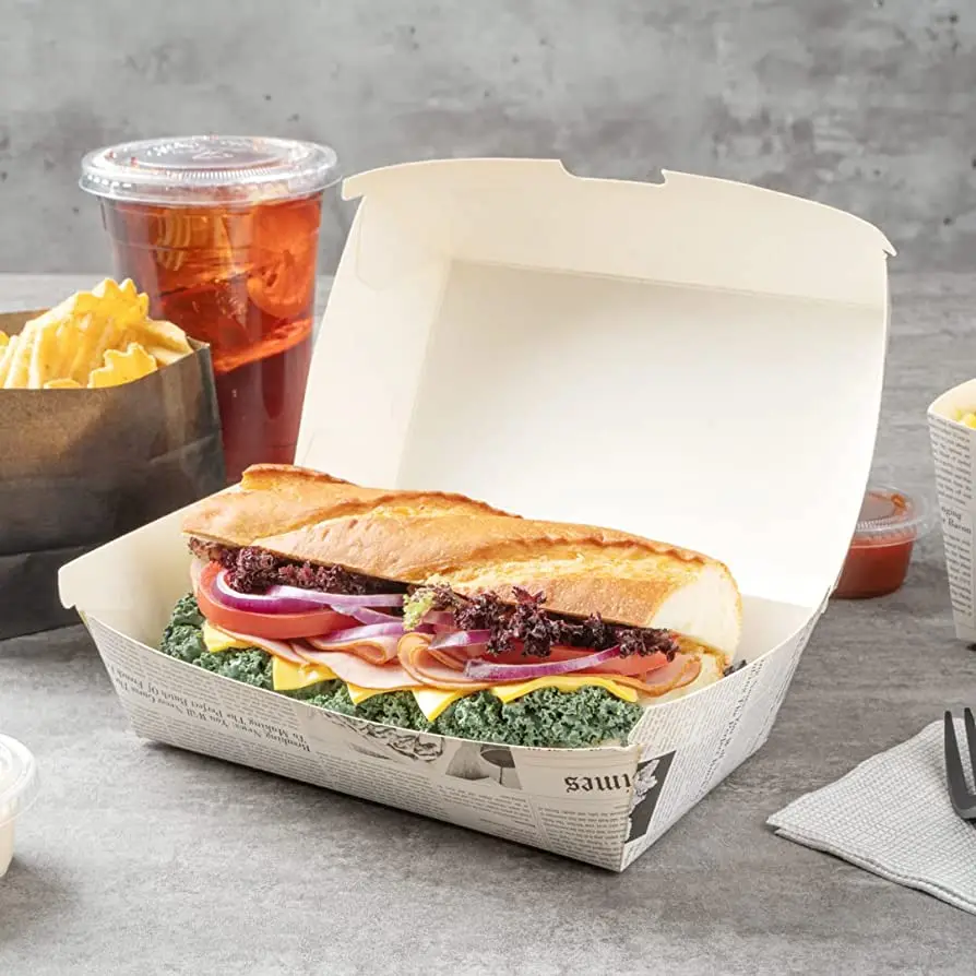 Biodegradable Paper Burger Box Customized Disposable Food Packaging ...