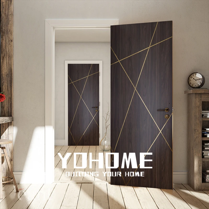 High Quality American Black Walnut Interior Doors for House Modern Wood Door Design for Home Fire Door for Hotel and Apartment