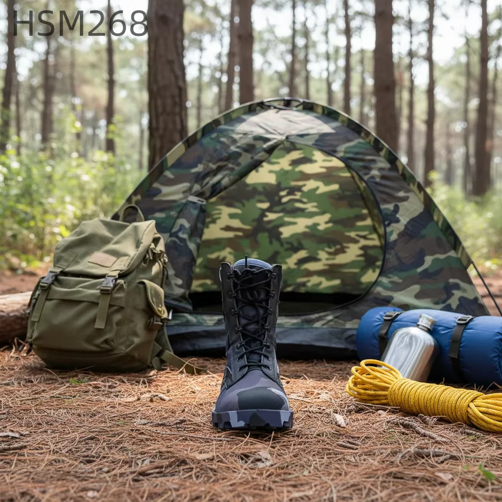 YKX,Blue Camouflage Nylon Fabric Easy Hidden Jungle Boots Outdoor Practice Friction-resistant Sole Versatile Combat Boots HSM268