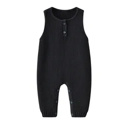 Детская одежда из 100% хлопка осенне-зимний вязаный черный комбинезон без