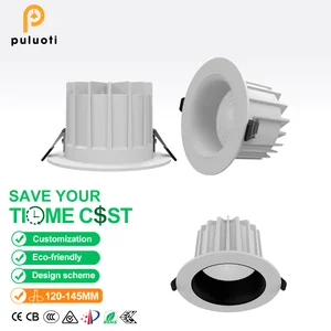 Modern Aluminum LED Downlight Recessed Deep-cup Anti-glare Waterproof Indoor IP65 Full-spectrum Protection Light 36W 3000-4000K