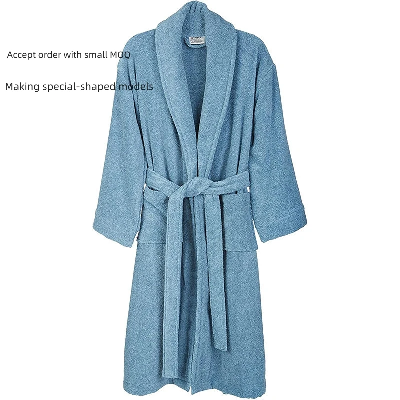 Прямая Продажа с фабрики 100% хлопковый Халат для отеля халат воротником-шаль синего цвета махровый мужчин и