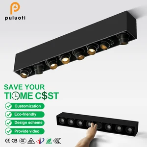 PULUOTI CE/S/SAA/BIS Approved GU10 Spotlight Lampystem Surface Mounted 8-Head Ceiling Light for Living Room Exhibition Hall