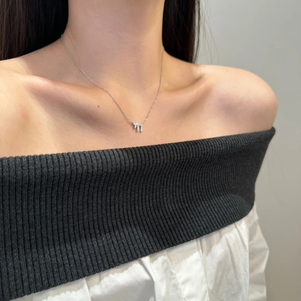 KAKODIY Unique Design Jewelry for Women 925 Sterling Silver Chain Mathematical Symbol M Letter 5A Cubic Zirconia Women's Pendant Necklace detail 8