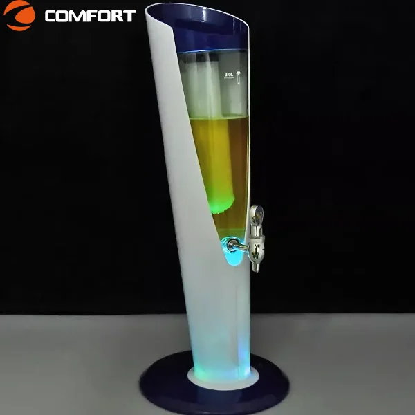 OEM High Quality Customized Logo Football Theme Beer Tower White Green LED 3 Litres Capacity