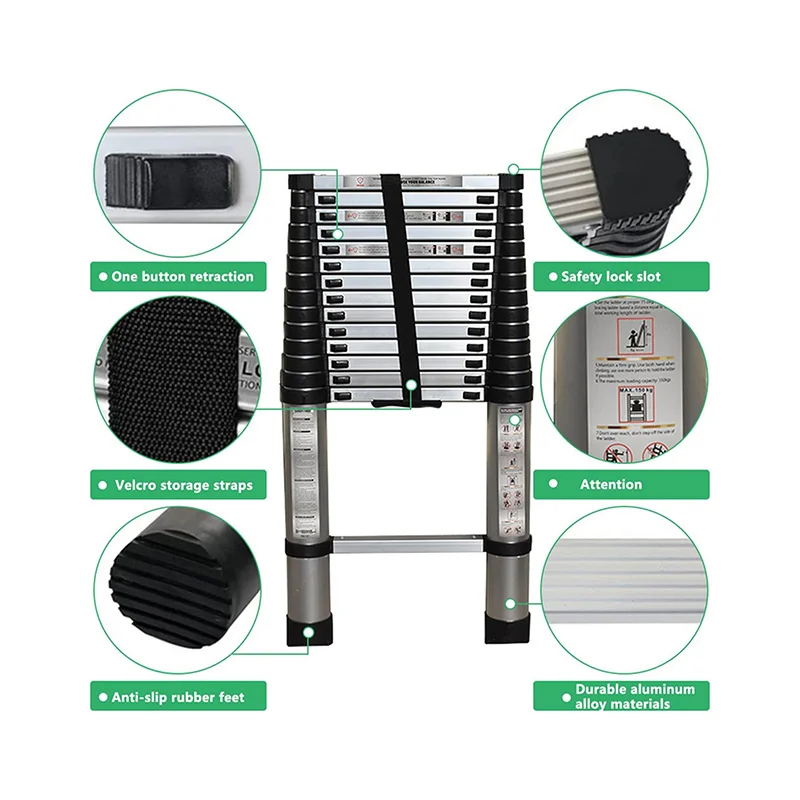 Aluminium Alloy Straight Ladder Telescopic Lightweight Ladders ...