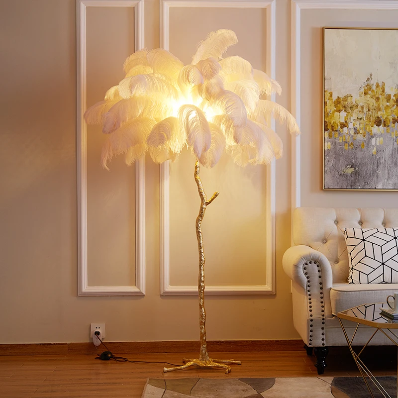 Светодиодные причудливые напольные светильники для помещений, гостиной, офиса, угловой современный роскошный дизайн отеля, Напольная Лампа с перьями