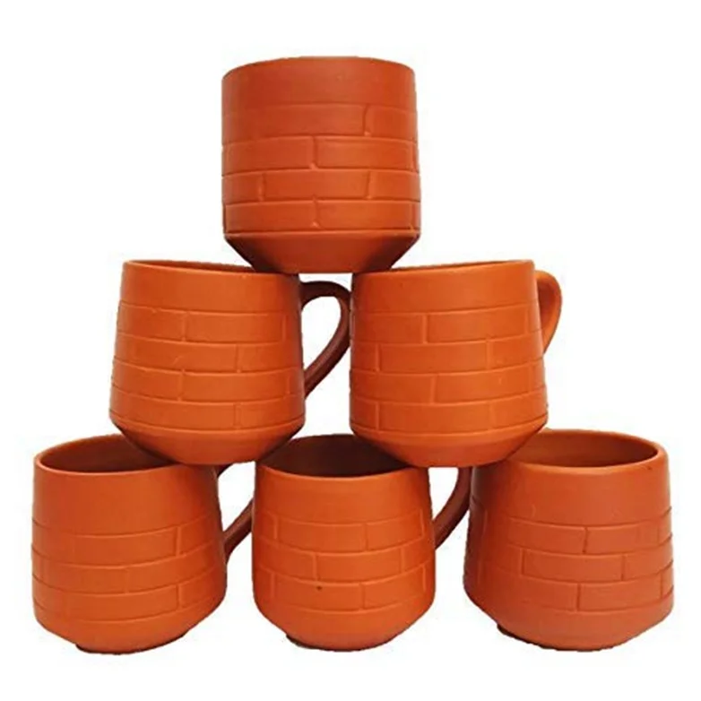 6 unidades, 200 ml Earthen Juego de vasos de arcilla