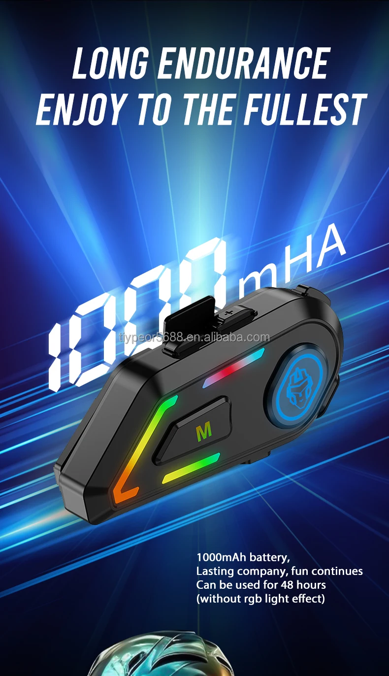 product tiypeor wireless earbuds with mic rgb light handsfree headset voice assistant intercom waterproof motorcycle helmet headphones-9