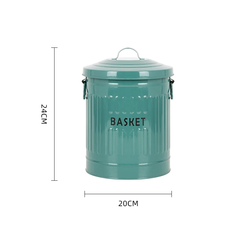 New Style Storage Container Galvanized Metal Material Storage Bucket Set of 2 Laundry Basket with Lid
