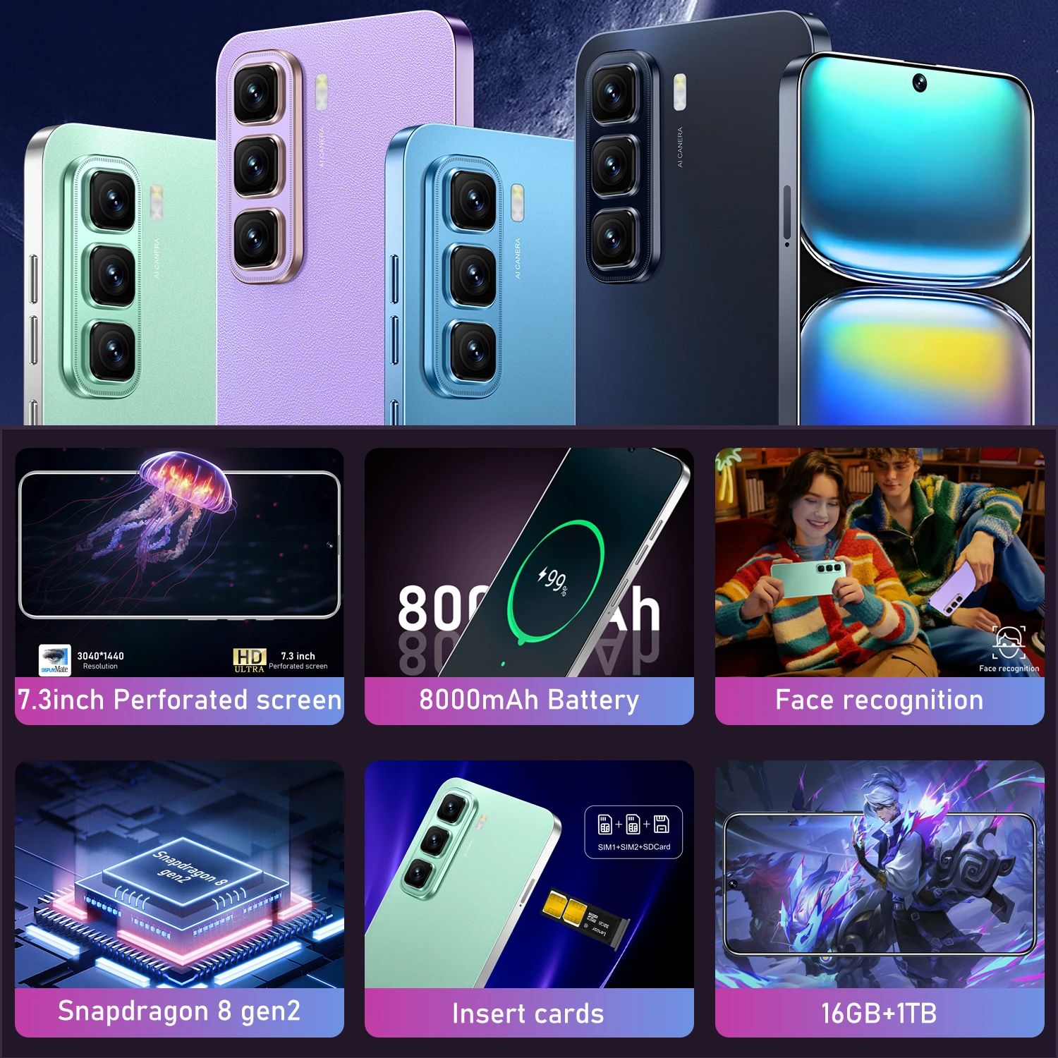 Copy infini hot50 pro + 5g jio mobile phone unlocked 2 sim cards large memory new phone google play