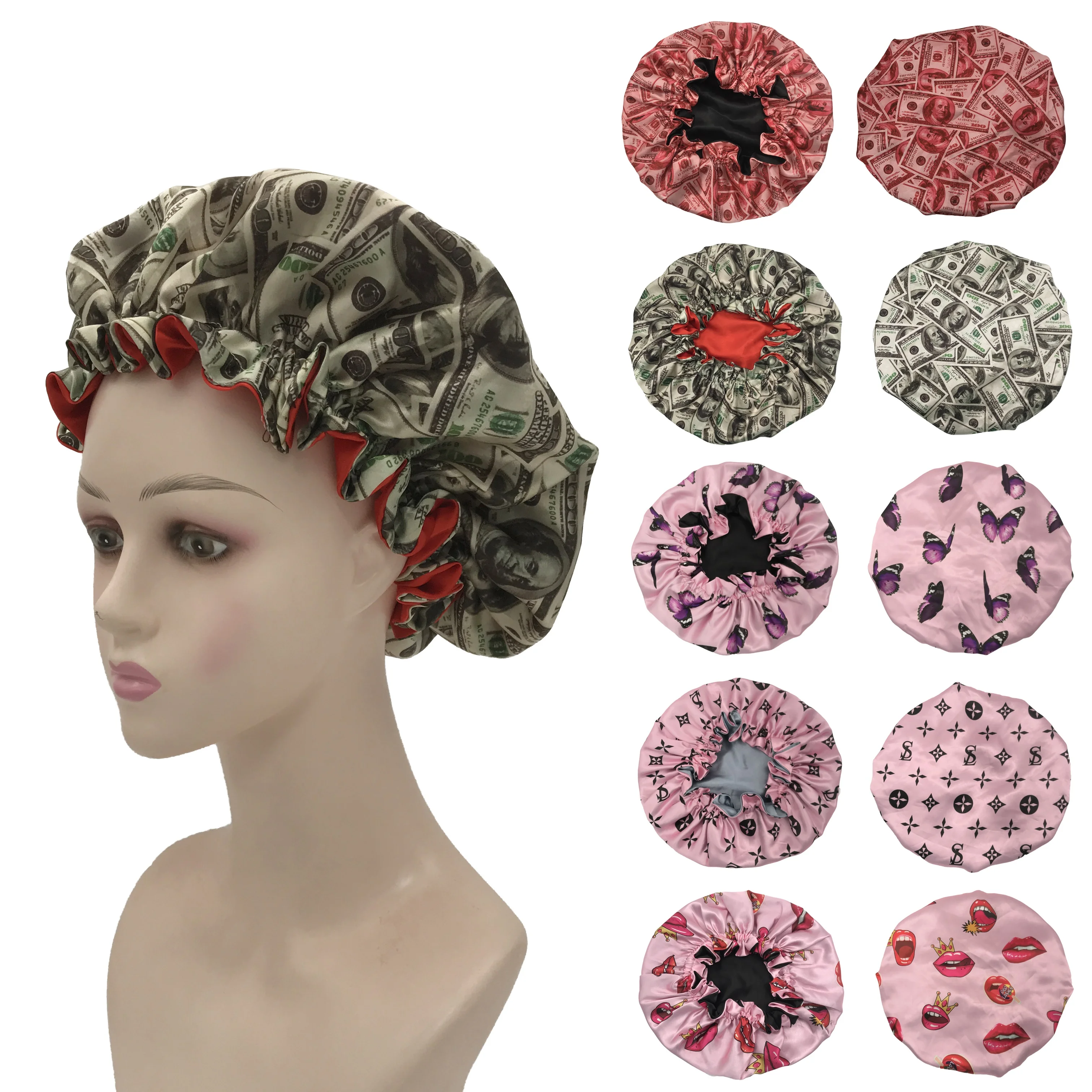 Wholesale beautiful custom silk hair bonnet mommy and me satin night bonnet  sleep with logo wholesale designer bonnets From m.