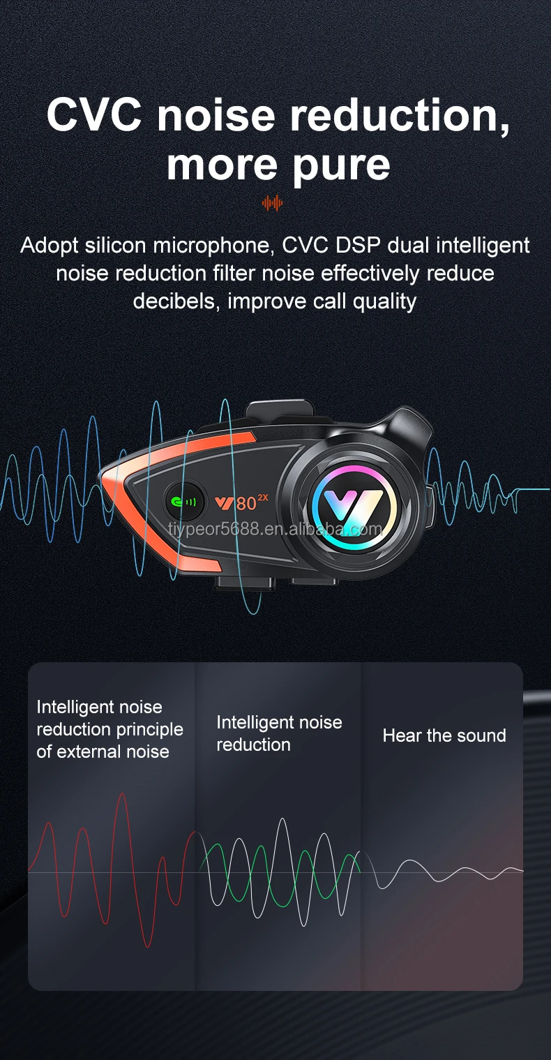 product tiypeor motorcycle helmet intercom bt headset v50 hands free call wireless noise reduction waterproof 1000m interphone-9