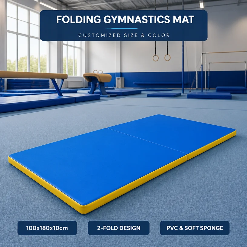 Gymnastics Folding Mat Single Fold Crash Tumbling Mat Anti Slip Bottom OEM Custom Training Gymnastic Equipment