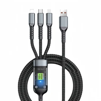 Multiple Universal Wholesale Fast Charging USB 3 in 1 Cable Type C Quick Charge Cable Core Power Nylon Braid data Cable