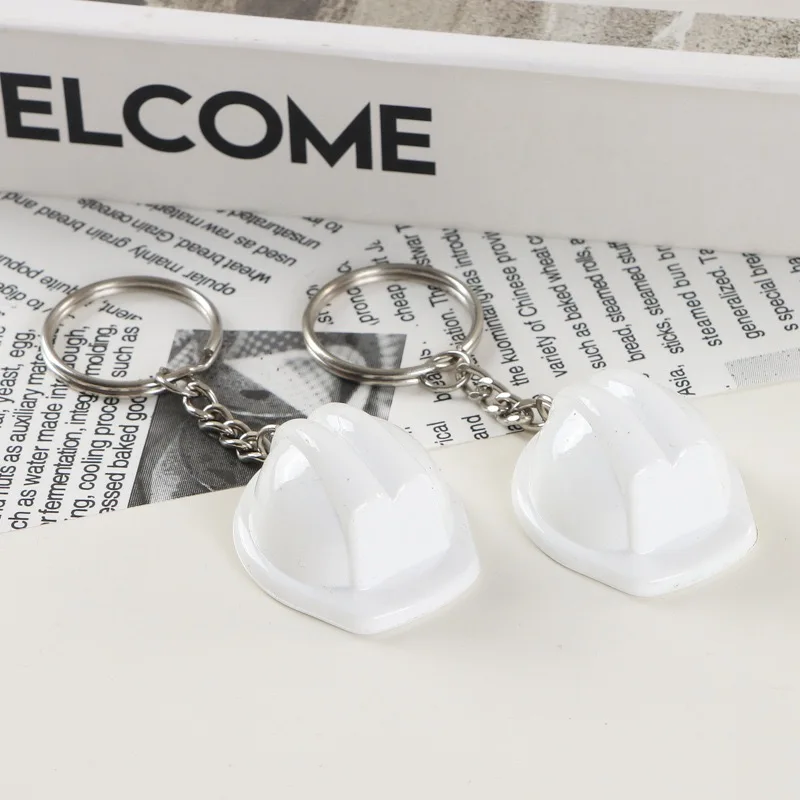 3D Hard Hat Keychain - Plastic Safety Helmet Key Ring, Yellow Or White, Decorative Gift