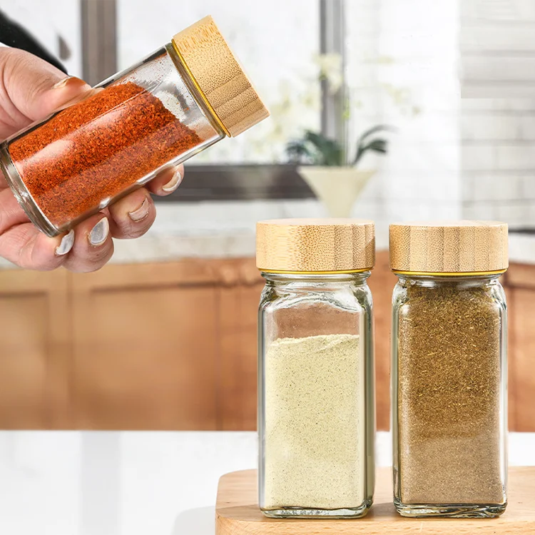 Wholesale Empty Square Kitchen 4oz 120ml 6oz 16oz Seasoning Bottles Pepper Glass  Spice Jar with Shaker Bamboo Lids - China Spice Jar and Spice Jars Glass  price