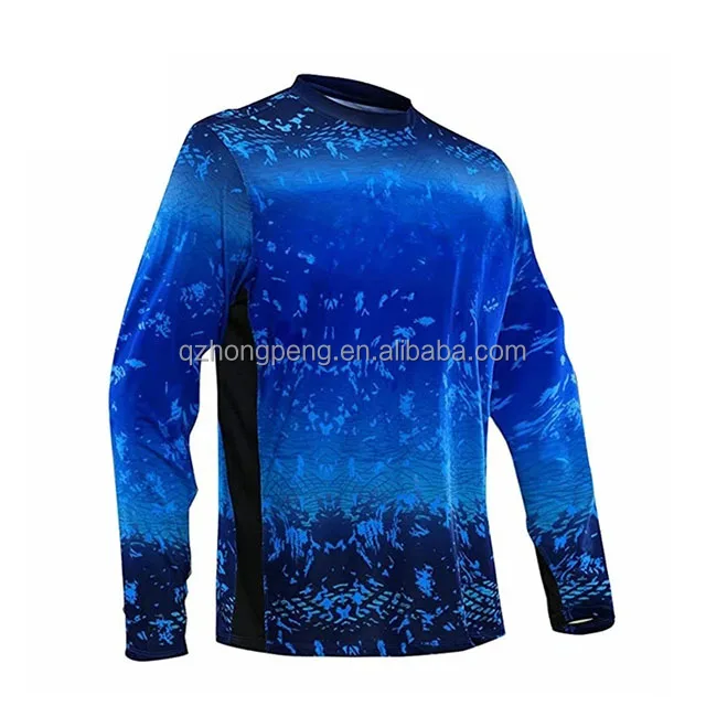 Custom UPF50+ Sun Protection Moisture Wicking Polyester Spandex Fish Clothing Men's Long Sleeve Mesh Vented Uv Fishing Shirt