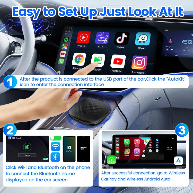 Carlinkit Wireless Carplay Adapter - 64GB, Android 13 System