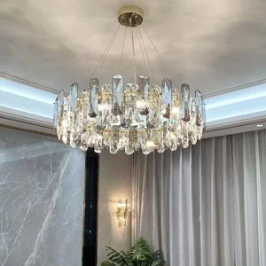 Hot Selling Modern Nordic Living Kitchen Home Lighting Fitting Decor Gold Circle K9 Crystal Chandelier