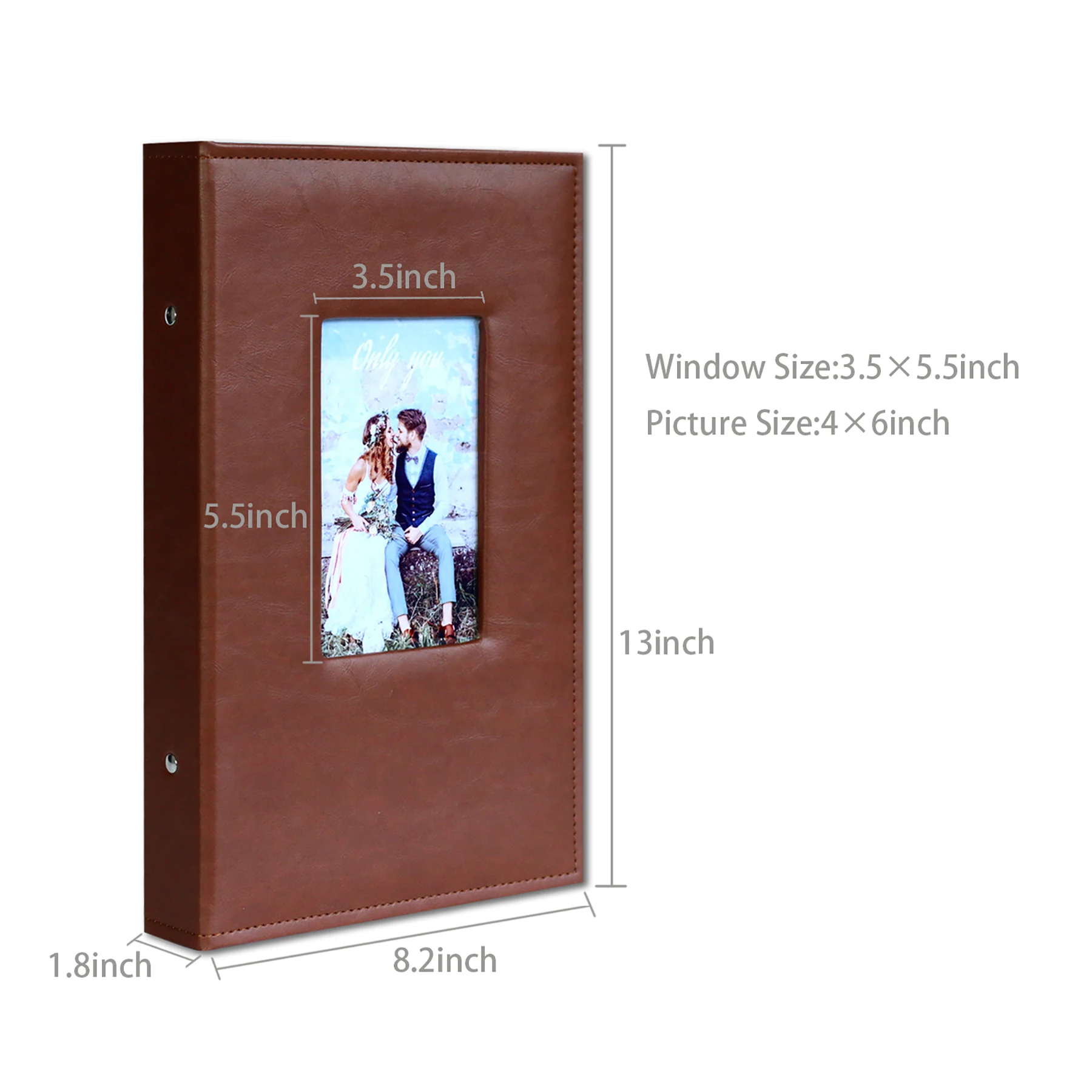 Фотоальбом 300 карманов для фотографий 4x6 дюймов, кожаный чехол большой емкости, книга с фотографиями для свадьбы, семейного отпуска ребенка (коричневый)