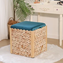 New Design Solid Wood Ottoman Storage Velvet Stool Large Storage Capacity Foot Stool