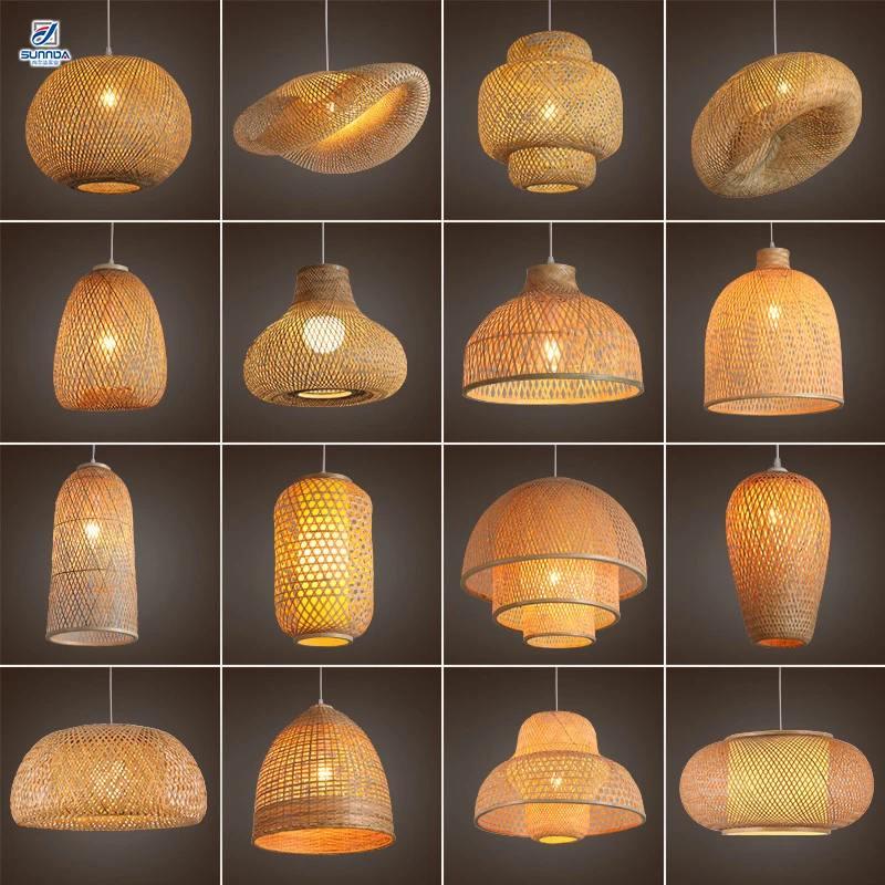 CSSYKV Rieten Rotan Hanglamp, Bamboe Schaduw Kroonluchter Lampenkap Uit Het Midden Van De Eeuw Grote Handgeweven Rieten Lamp Hanglamp Plafondverlichtingsarmatuur Voor Restaurant, Kookeiland, Dineren