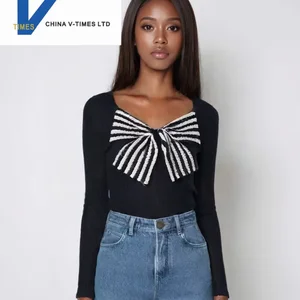 China V-times 2026 Spring and Autumn New Design-Inspired Large Bow Knit Sweater Versatile Korean Casual Womens Clothing