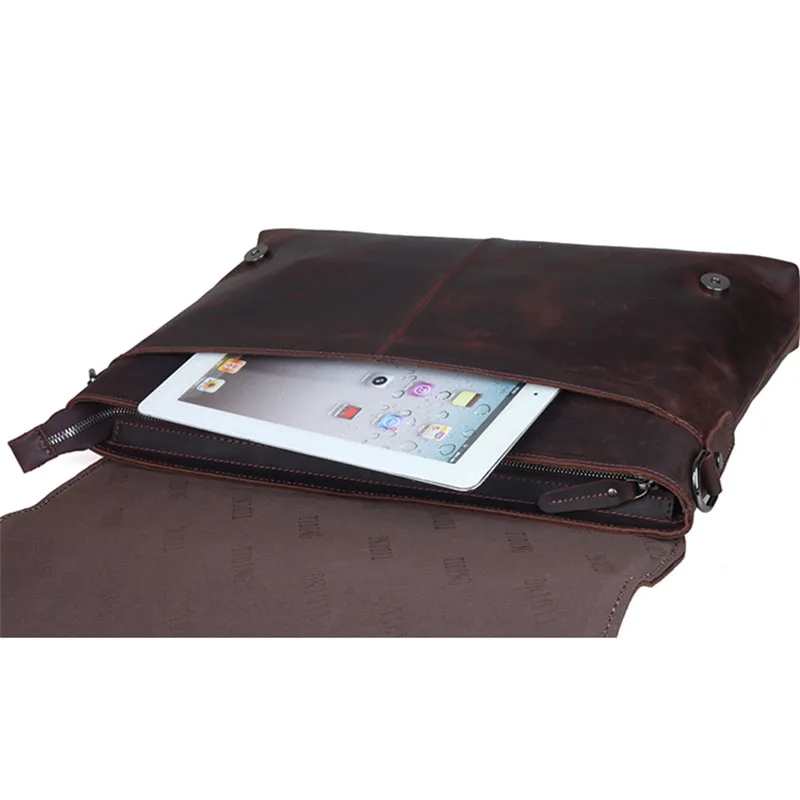 Tiding Full Grain Crazy Horse Cow Leather Soft Briefcase Business Bags Laptop Messenger Bag