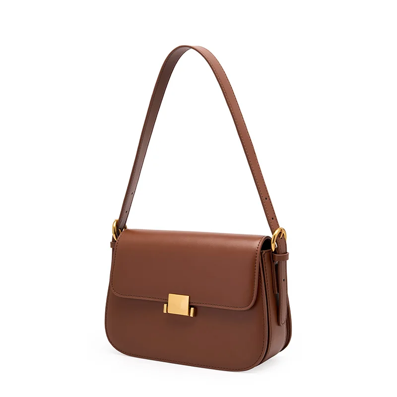 Custom Logo Brand OEM ODM Cow Leather Crossbody Cross Body Shoulder Underarm Bag for Women’s Cow Hide Saddle Bags