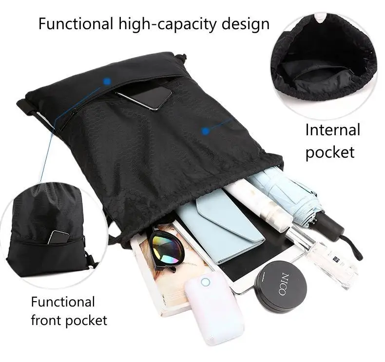 Strap pocket with drawstring simple backpack for men and women's sports and fitness lightweight basketball bag oxford zipper bag